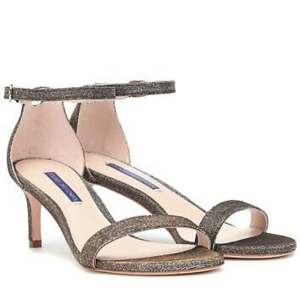 Stuart Weitzman Nu Naked Straight 60mm Sandal Nighttime Lame - Picture 1 of 9
